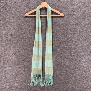New Noelle Scarf Women Blue Striped Fringe Rectangle Summer Casual
